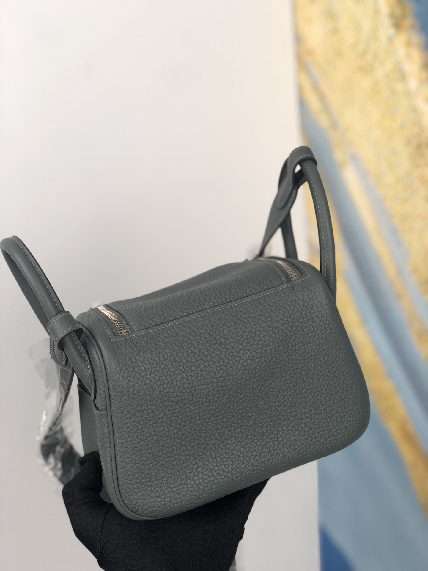 에르메스 미니 린디백 그리스메이어 은장 끌레망스 가죽